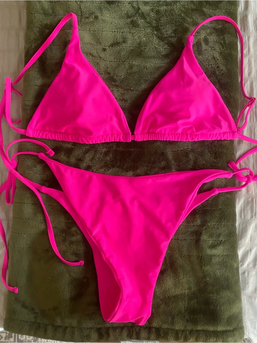 Hot Pink Triangle String Bikini Set - Picture 2 of 2